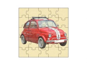 Dřevěné puzzle Fiat 500