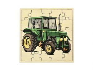 Dřevěné puzzle Traktor barevné