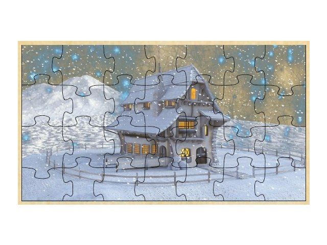 Dřevěné puzzle zimní krajina