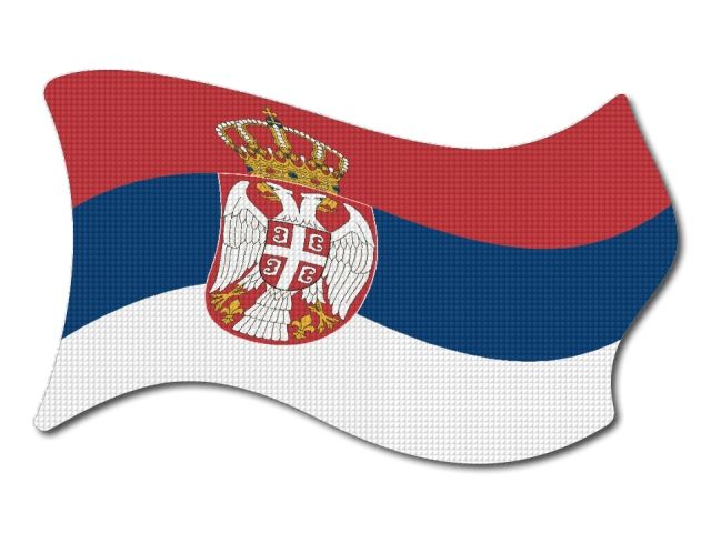 Srbská vlajka vlající