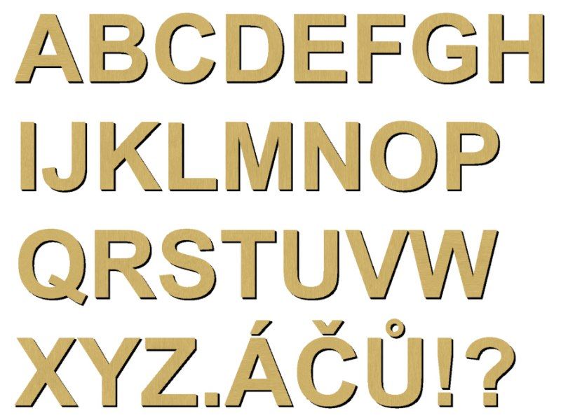 Dřevěná písmena fontu font : Arial Bold