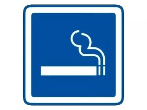 Piktogram zákaz kouření modrý