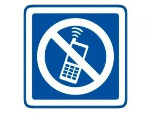 piktogram zákaz telefonování modrý
