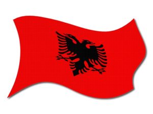 Albánská vlajka vlající