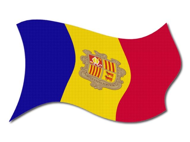 Andorská vlajka vlající