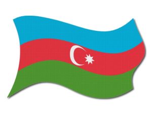  Azerbajdžánská vlajka vlající