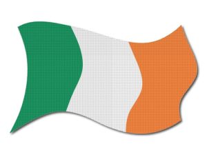 Irská vlajka vlající