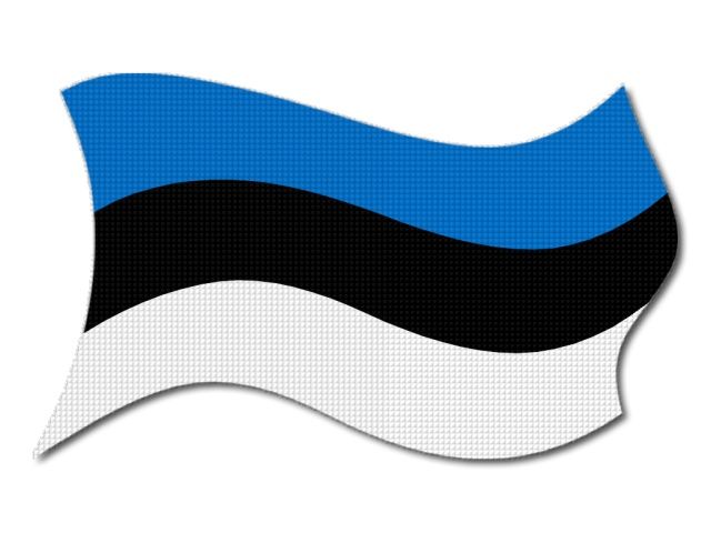 Estonská vlajka vlající