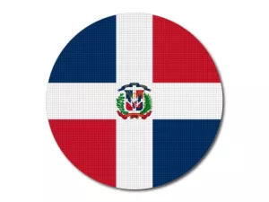 kulatá vlajka Dominikánské republiky