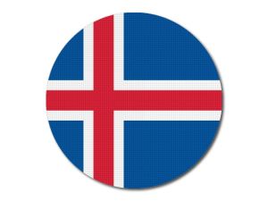 Islandská vlajka kulatá tisk