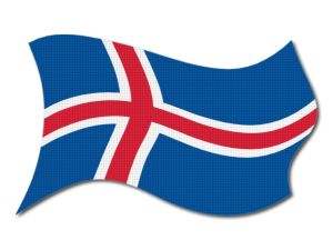  Islandská vlajka vlající