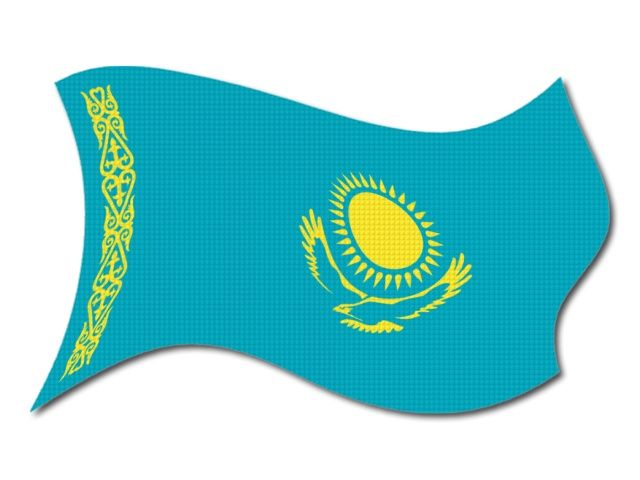 Kazachstánská vlajka vlající