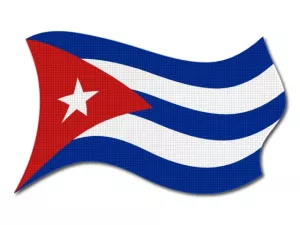 Kubánská vlajka vlající tištěná
