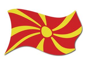 Makedonská vlajka vlající tištěná nažehlovačka