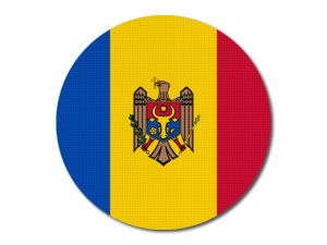 Moldavská vlajka kulatá tištěná nažehlovačka