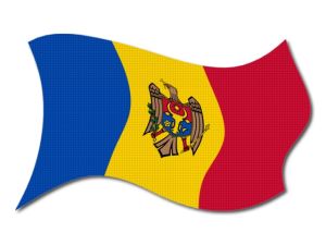  Moldavská vlajka vlající tištěná nažehlovačka