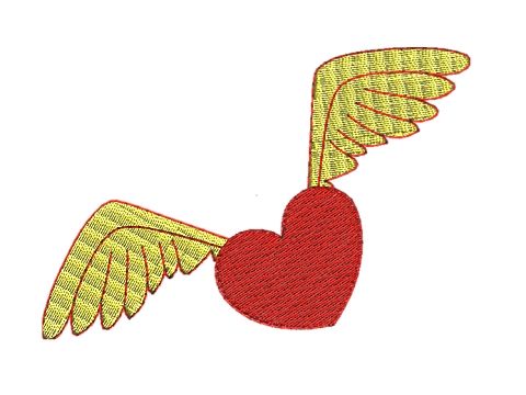 Výšivka Srdce s křídly
