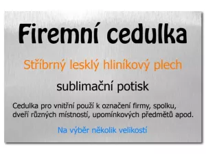 Firemní cedulka stříbrná