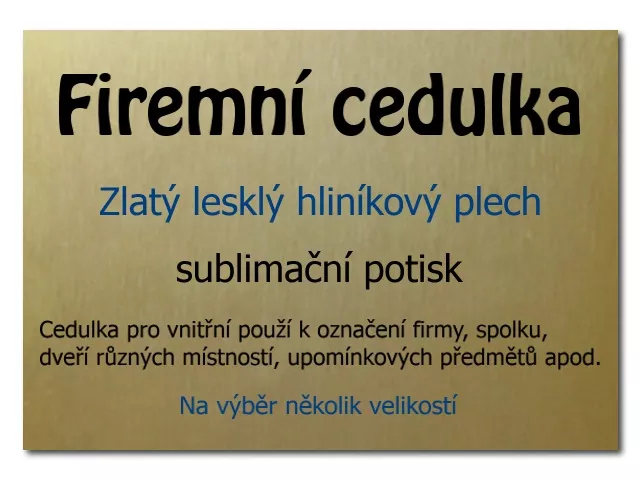  Firemní cedulka zlatá