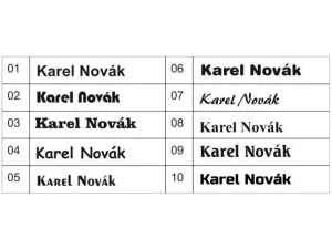 Dveřní štítek typ 13 Fonty pro gravírování