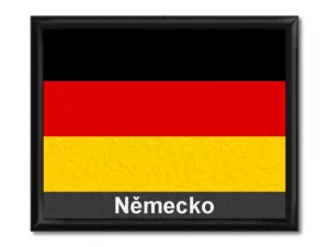 Německá vlajka s textem tištěná Černý rámeček