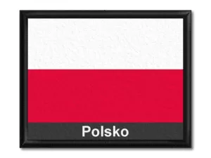 Polská vlajka s textem tištěná Černý rámeček