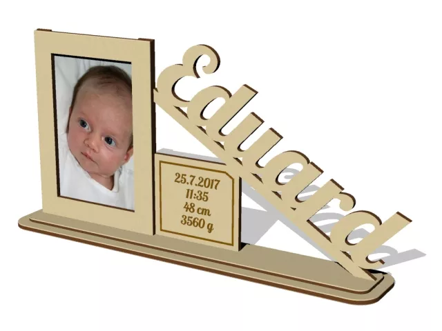 fotorámeček s údaji o narození