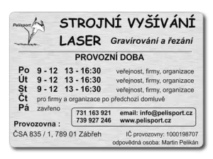 ilustrační foto - gravírovaný štítek stříbrný